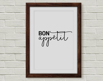 bon appetit, kitchen decor, home decor, kitchen wall art, kitchen print, kitchen art, bon appetit sign, kitchen, kitchen sign, wall art