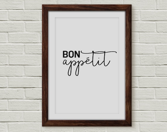 Adesivo Murale Da Cucina Bon Appétit, Extra Large 50x70 Cm – Scegli Tra 12 Colori!