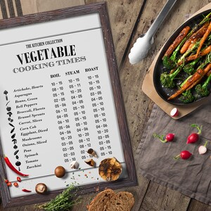 Healthy Recipes, Vegetable Print, Kitchen Chart, Kitchen Printables, Kitchen Decor, Healthy Cooking, Vegetarian, Cooking Gift, Cook On, KP08 image 2