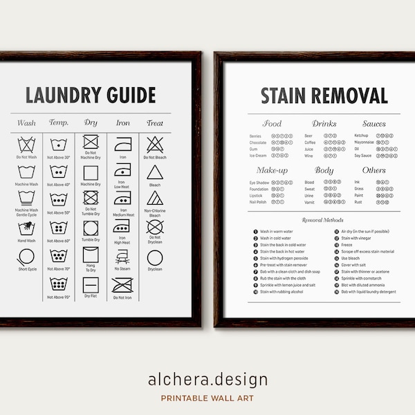 Set of 2  Laundry Room Sign, Laundry Room Decor, Laundry Symbols,  laundry sign, Laundry Room Sign, Laundry Organization