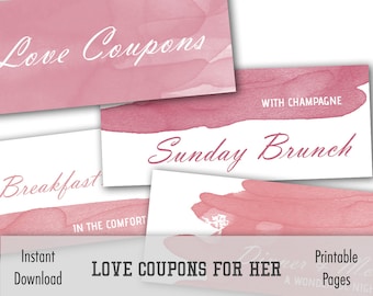 Printable Coupons, Coupons For Gf, Diy Love Coupons, Valentines Day Gift, Love Coupon Book, Valentine Gift, Printable Coupons Wife Valentine