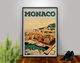 Monaco Art, Monaco, Monaco Print, Monaco Poster, Monaco Printable, City Decor, City Print, Travel Art, Wall Art, Retro Print, Home Decor