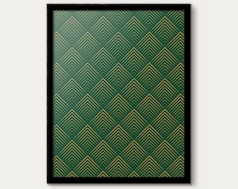 Art Deco Pattern, Green Wall Print(Digital Download)
