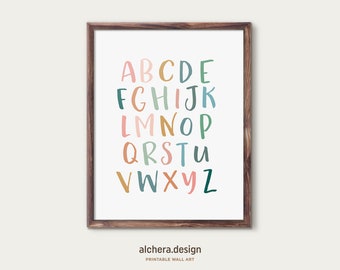 Alphabet Print, Nursery Decor, Kids Playroom Decor, Rainbow Baby, ABC Poster, Kids Wall Art, Boho Nursery Decor, Playroom Wall Art