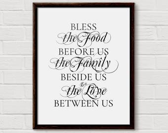 bless the food, bless this food, blessings, bless the food sign, food before us, signs for the home, blessed sign, the family beside us