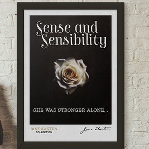 Austen Quote Print, Sense and Sensibility, Jane Austen Quotes, Austen Poster, Literary Quote, Jane Austen Print, Book Lover Gift Set