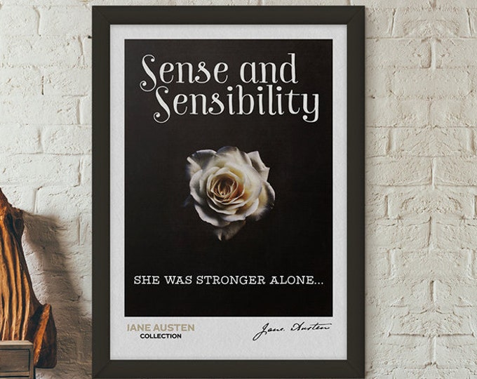 Austen Quote Print, Sense and Sensibility, Jane Austen Quotes, Austen Poster, Literary Quote, Jane Austen Print, Book Lover Gift Set