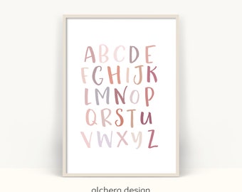 Alphabet Wall Art for Nursery, ABC Poster for Kids Room, Boho Nursery Alphabet Art, Playroom Alphabet Decor, Educational ABC Kids Wall Art