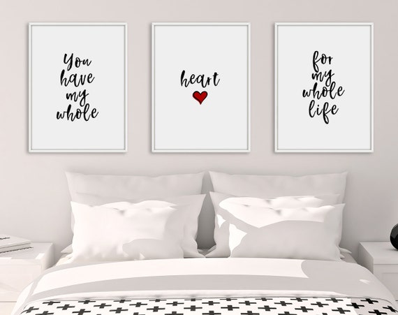Bedroom Print Set Set Of 3 Prints Bedroom Prints Heart Etsy