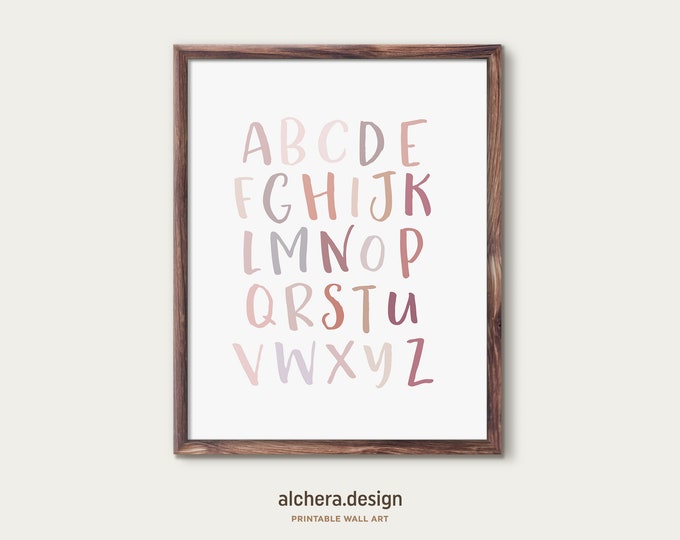 Alphabet Poster, ABC Wall Art, Alphabet Print, Nursery Decor, ABC Poster, Kids Wall Art, Boho Nursery Decor, Playroom Wall Art