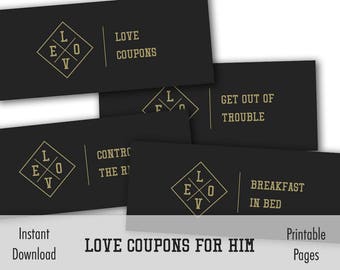 Love Coupons for Him, Valentine's Day Gift (Digital Download)