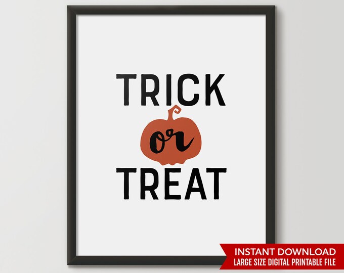 Trick or treat, pumpkin decor, orange and black, Halloween Gift, Halloween Gifts, Halloween Printables, Halloween Pumpkin, fall decoration