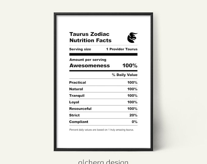 Taurus Zodiac Gift, Taurus Art Print, Zodiac Taurus Printable, Taurus Wall Decor Gift For Taurus, Taurus Printable Gift