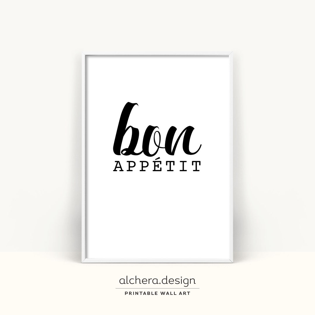 Bon Appetit Wall Art, Bon Appetit Kitchen Decor, Bon Appetit Typography