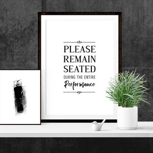 Funny Bathroom Sign, Please Remain Seated, Bathroom Art, Bathroom Quote, Bathroom Typography, Modern Bathroom, Minimalistic Bathroom image 3