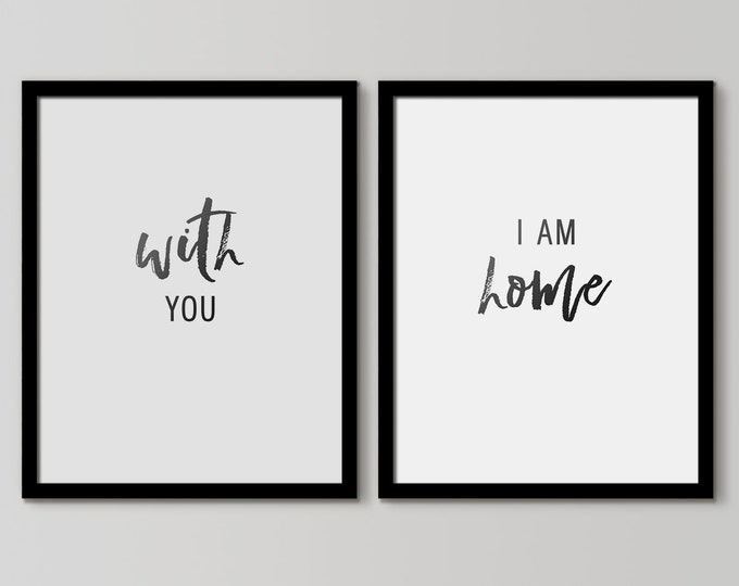 With You I Am Home, Cottage Home, Newlywed Decor, Bedroom Wall Decor, Bedroom Wall Hangings, Inspirational Signs, Farmhouse Decor, Chic Home