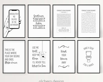 Bathroom Humor Art Collection, Funny Toilet  Signs (Digital Download)