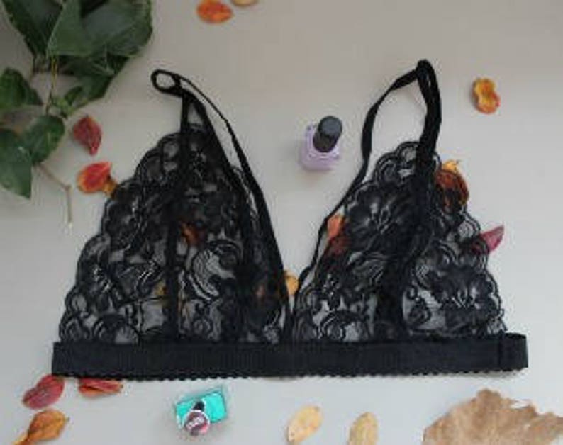 strap bralette Black lace bralette laces bralette lingerie bralette femme