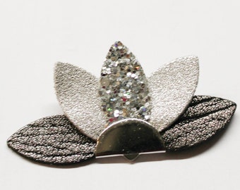 Glitter Elegant pin brooch women,Lotus flower Brooch for coat,leather pin petals,handmade brooch for hat,Christmas gift, stocking stuffer