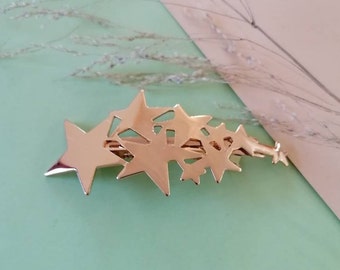 Stars Hair clip gold, Star French Barrette, hair jewelry, Star Hair Accessories, Hair Clips,Big  Barrettes, hair jewelry gold,Gift for woman