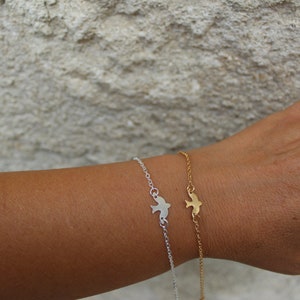 Gold bird bracelet, fine bracelet, minimal bracelet ,delicate jewelry, gift for mom, silver beaceletMother's day gift image 4