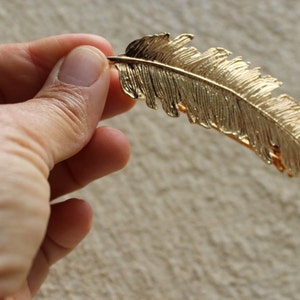 Hair clip gold feather ,Feather French Barrette, hair jewelry, Accessories, Hair Clips,Big  Barrettes,  Christmas gift , stocking stuffer