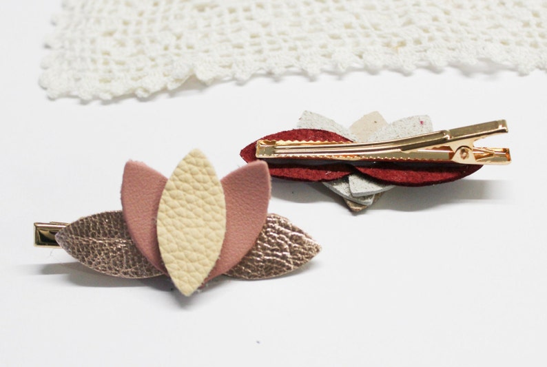 Decorative alligator Hairclip, crocodile hair accessories, hairstyle, petal comb,leather hair jewelry,lotus flower comb, Mother's day gift image 5