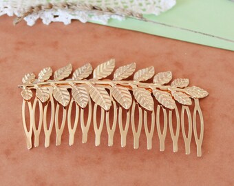 Haircomb gold feather ,haircomb flowers,hair jewelry, Hair Accessories,hair jewelry gold,metallic hair clip, gift for woman