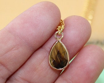 Tigers eye crystal pendant, Labradorite stone necklace, Amethyst dainty necklace for women, gold filled elegant pendant,Mother's day gift