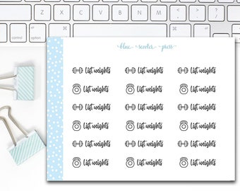 Lift Weights Script Stickers. 18 Planner Stickers.