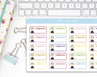 Confession Label stickers in RAINBOW colors. 20 Planner Stickers.