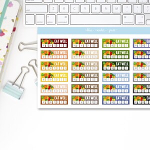 Eet goed gezond eten tracker stickers in geavanceerde MUTED kleuren. 24 Planner Stickers.