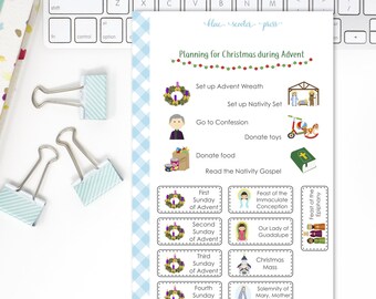 Advent How To Prepare for Christmas Set. 21 MATTE Planner Stickers.
