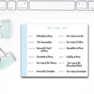 Autocollants 2025 pour la Fête de la Vierge Marie.  12 stickers pour agenda MAT.