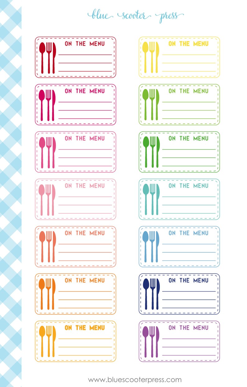 On the Menu Meal Planning Label Stickers. Choose Bright Rainbow or ...