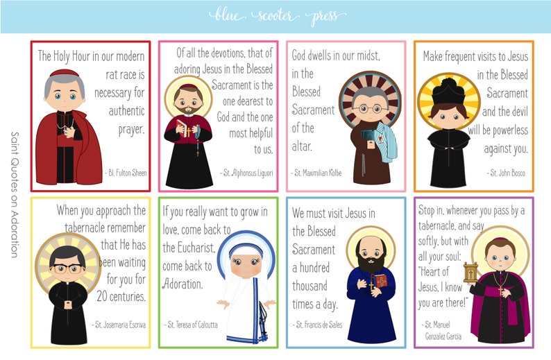 Saint Quotes on Adoration Planner Stickers. Choose Rainbow or Black. 8 MATTE Planner Stickers. image 2