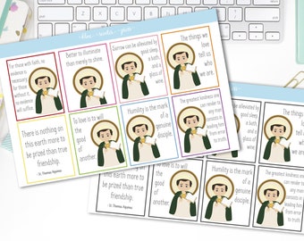 St. Thomas Aquinas Quotes Inspiration Stickers. Rainbow or Black Boxes. 8 MATTE Planner Stickers.