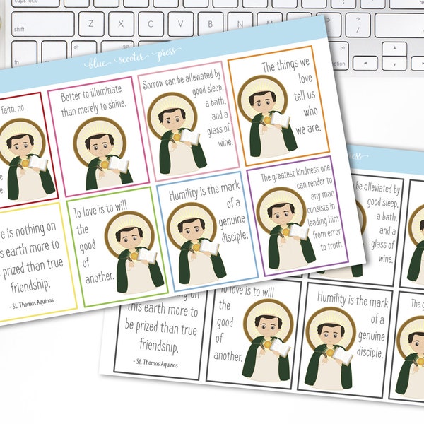 St. Thomas Aquinas Quotes Inspiration Stickers. Rainbow or Black Boxes. 8 MATTE Planner Stickers.