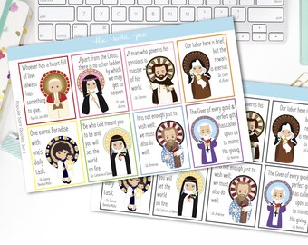 Popular Saint Quotes Set #5 Planner Stickers. Choose Rainbow or Black. 8 MATTE Planner Stickers.