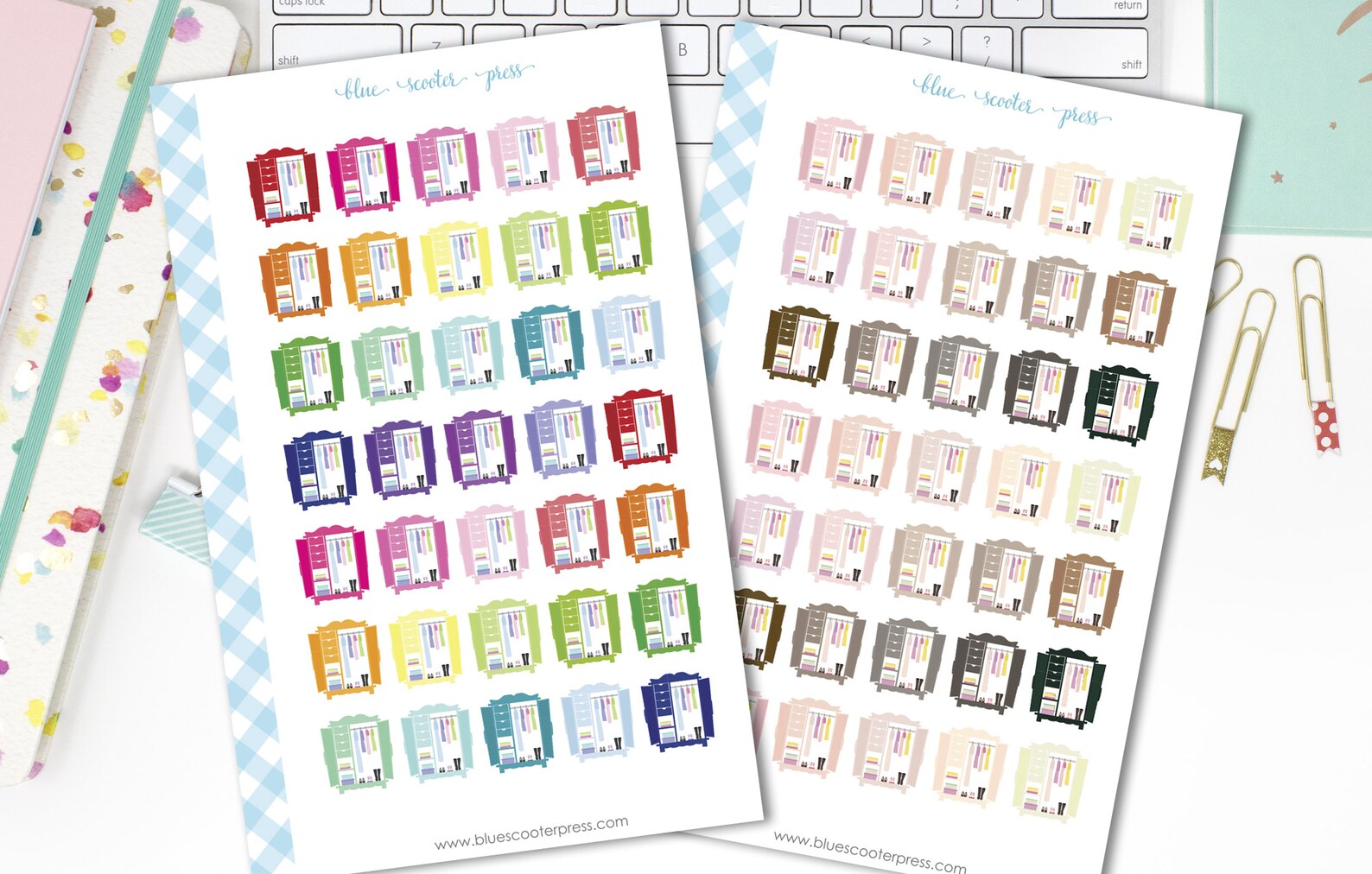 Closet Wardrobe Stickers. Choose Rainbow or Neutral colors. 35 Etsy