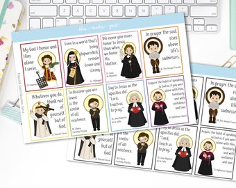 Popular Saint Quotes - Set 6. Choose Rainbow or Black Boxes. 8 MATTE Planner Stickers. Inspirational stickers.