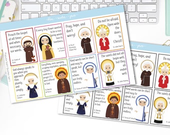 Popular Saint Quotes - Set 1. Choose Rainbow or Black Boxes. 8 MATTE Planner Stickers.