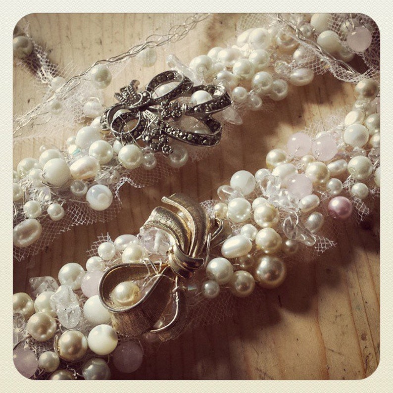 pearl hair-vine/pearl headdress/vintage hair-vine image 3