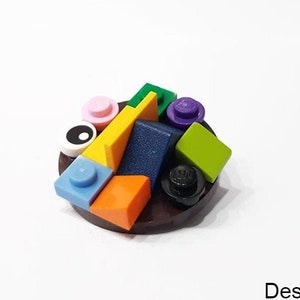 Round Brooch, Building Bricks, Colorful Pin, Unique Brooch, Geeky Breastpin, Bar Pin Round, Birthday Gift, Unisex Brooch, Brooches for Women