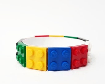 2x2 Bricks, Colorful Bracelet, Medium Size, Elastic Bangle, Unisex Bracelets from Bricks, Cool Gift, Nerds Jewellery, Unique Geek Fashion