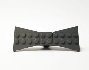 Dark Gray Bowtie, Choose color for the middle Brick, Boys Gift,  Birthday Gift, Party Bow tie, Geeky Bowtie, Handmade from Bricks, Fun Gift