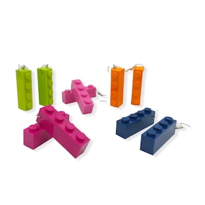 Set of five drop earrings 1x4 brick, On discount, bulk sale, Better price, Cool birthday gift, Gift for teens, Party bag fillers, Geeky gift
