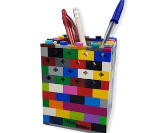 Pencil Holder, Desk Organization, Colorful and Handmade, Unisex Gift, Birthday Gift, Home and Office Decor, For your Desk, Geeky Brick Gifts