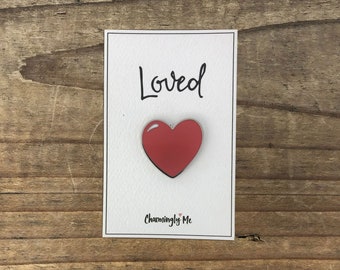 Heart Enamel Pin on "Loved" Gift Message Card