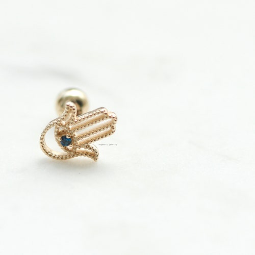 14k delicate hamsa eye screw shops back earring,14k delicate golden earrings,Solid gold 14k cz,Black cz,Evil eye piercing,Evil eye earring